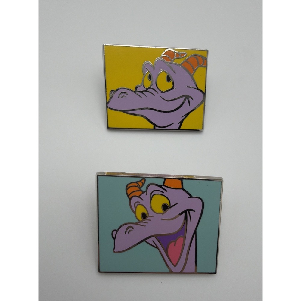 Disney Trading Pin Figment Closed Mouth Yellow Back Close-Up Lot Of 2